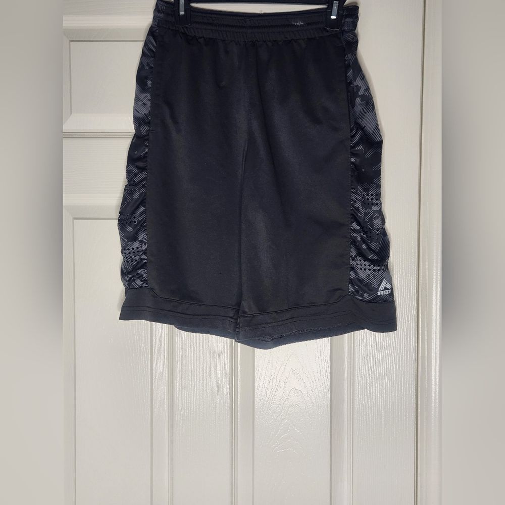 RBX Performance S Gray Logo Pockets Athletic Elastic Waist Men's Shorts